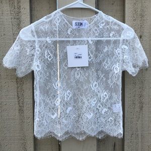 Seek the Label White Lace Top